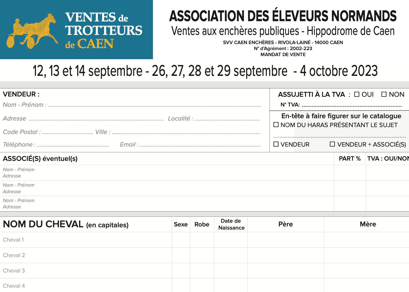 You are currently viewing VENTES DE CAEN 2023 – Commission abaissée à 6% T.T.C. / DERNIÈRE LIGNE DROITE POUR  VOS INSCRIPTIONS